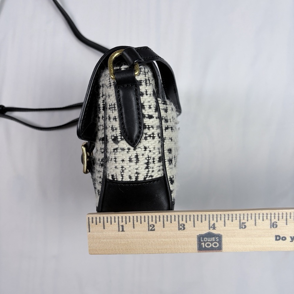 J.Crew Marlie Purse Tweed Wool Leather Magnetic Close Adjustable Strap Old Money - Picture 4 of 10